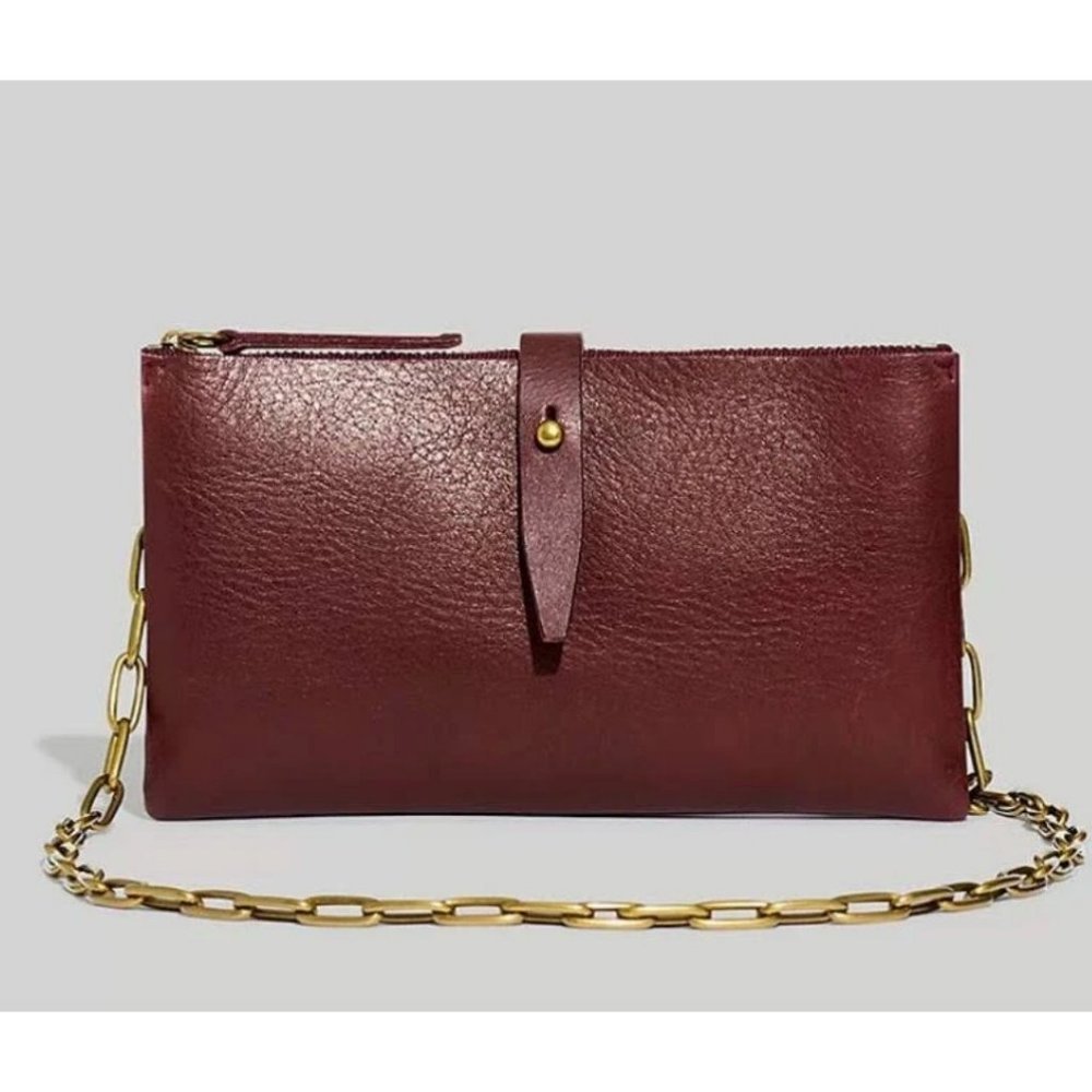 Madewell Burgundy Leather Chain Strap Crossbody